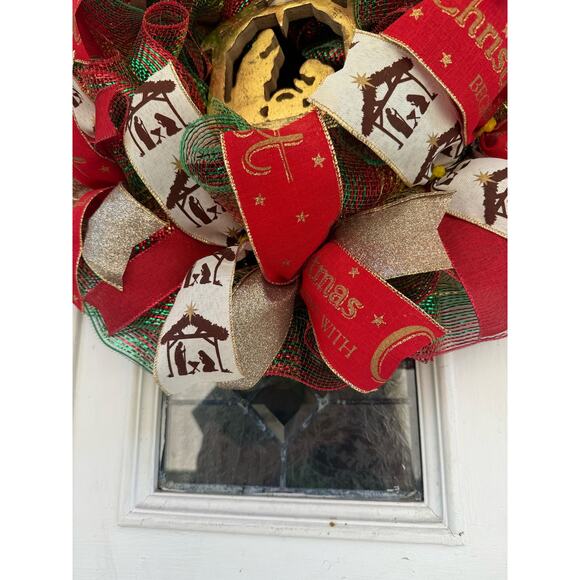 Nativity Scene Manger Christmas Wreath Christs Birth Rustic Holiday Decor xxx - Picture 5 of 7